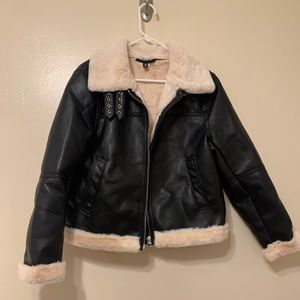 H&M Divided Faux Leather/FurBiker Jacket